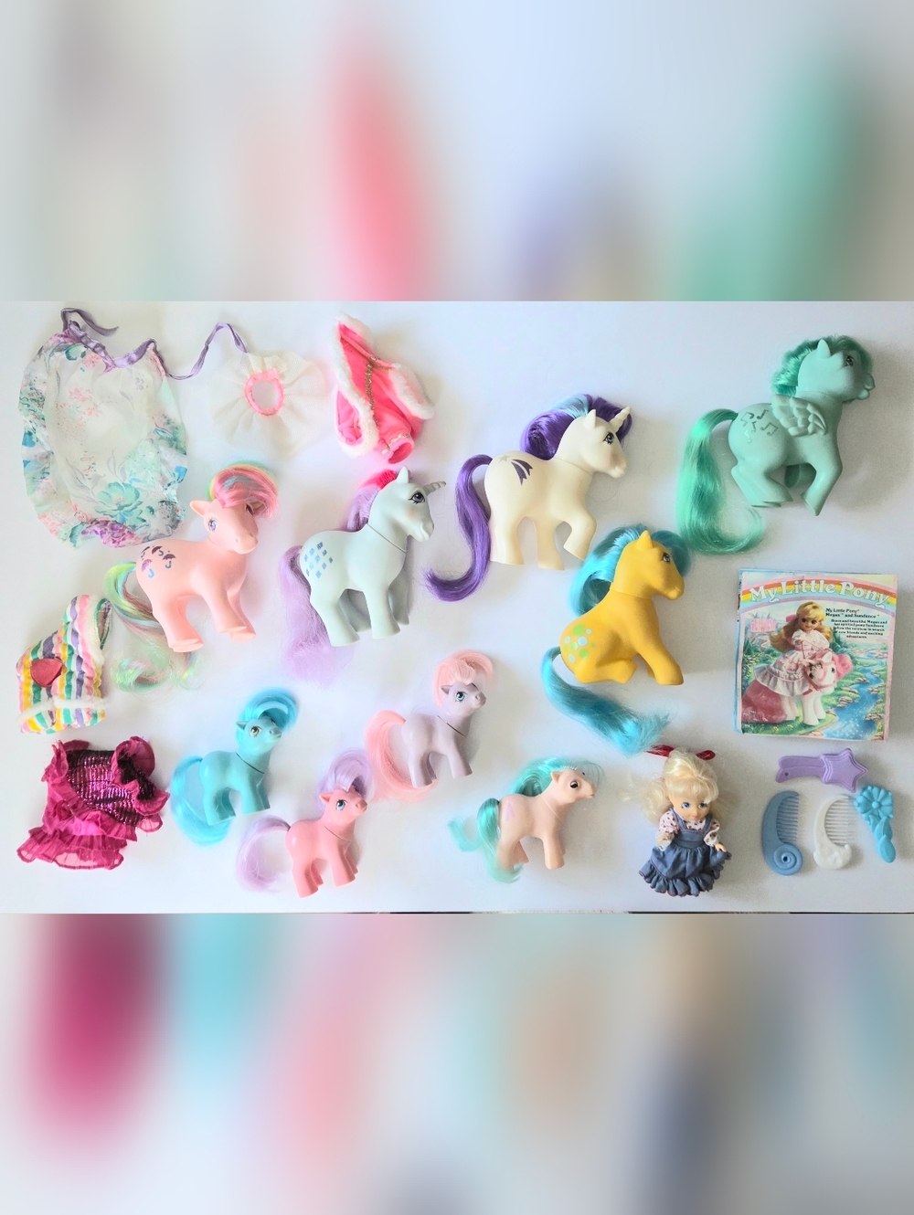 VINTAGE HASBRO MY LITTLE PONY G1 LOT, PONIES, DOLL, CATALOG, CLOTHES, COMBS